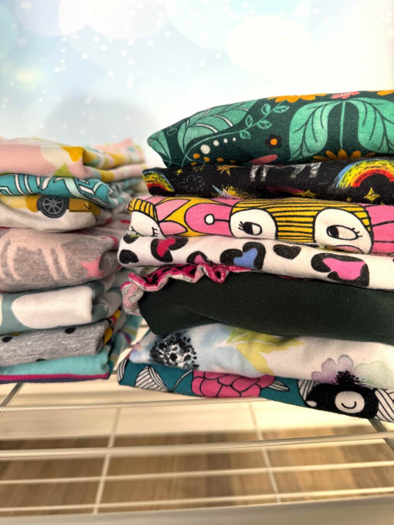 Stack of colorful handmade clothes